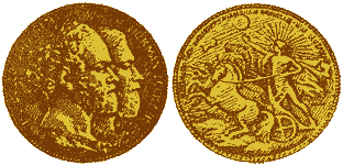 Золотая медаль в честь открытия вещества солнечных факелов (протуберанцев) — гелия