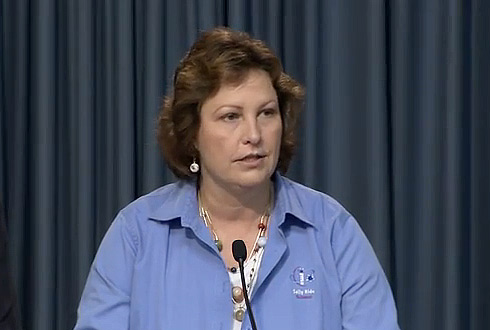 Салли Райд 12 сентября 2011 на брифинге NASA, посвященного успешному запуску GRAIL