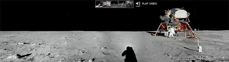 Панорама места посадки Apollo 11 20 июля 1960, создана по снимкам Нила Армстронга