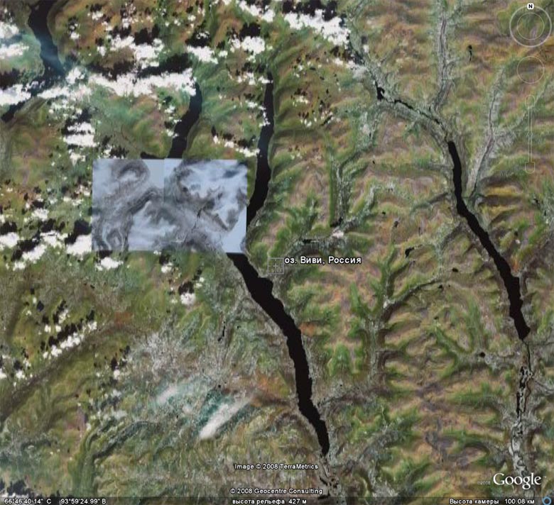 Озера Някшингда, Виви и Тембенчи на карте Google
