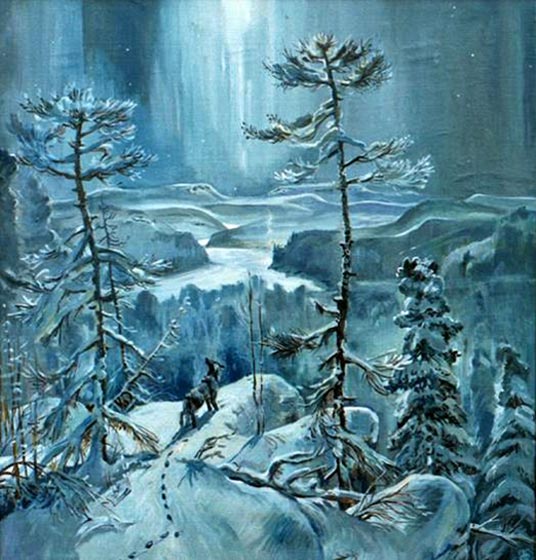 А.И. Попов  «Одинокий волк», 2002, холст, масло