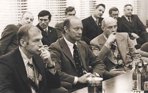 Джордж Лоу (George Low) во время второго визита в КВЦ ЦНИИМаш делегации NASA, 1973